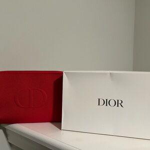 Dior Beauty Limited Edition Canvas Cosmetic Makeup Pouch/Clutch-Red